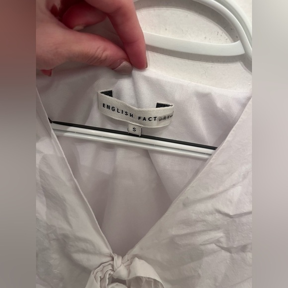 English Factory Front Double Bow Tie Top White Small - Picture 3 of 4